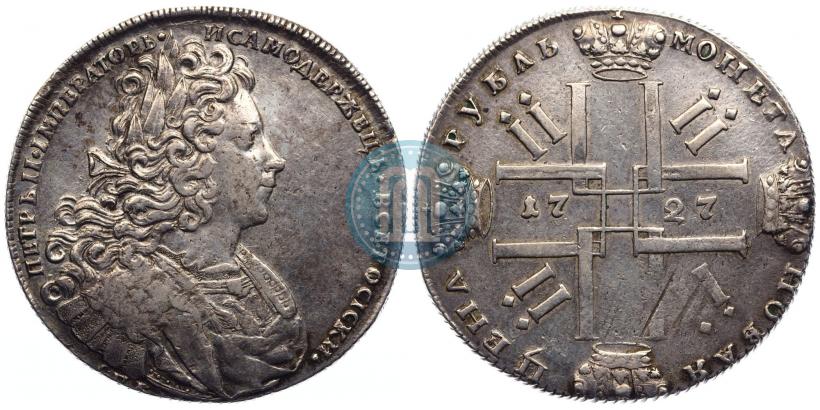 Фото 1 рубль 1727 года СПБ "Петербургский тип"