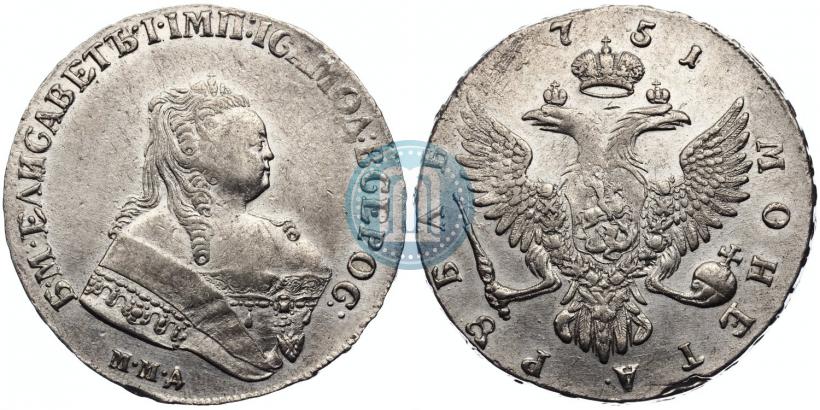Фото 1 рубль 1751 года ММД 