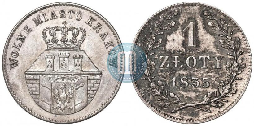 Picture 1 złoty 1835 year  "Free city of Kraków"