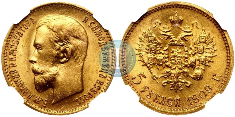Picture 5 roubles 1909 year (ЭБ) 