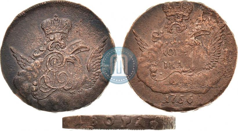 Picture 1 kopeck 1756 year  