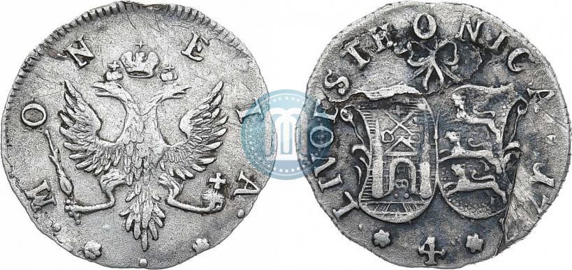 Picture 4 kopecks 1757 year  "For Livonia"