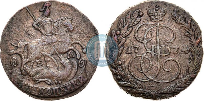 Picture 2 kopecks 1774 year ЕМ 