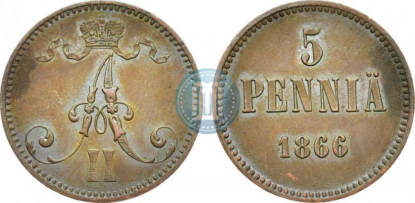 Фото 5 пенни 1866 года  