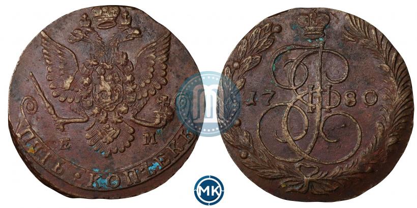 Picture 5 kopecks 1780 year ЕМ 