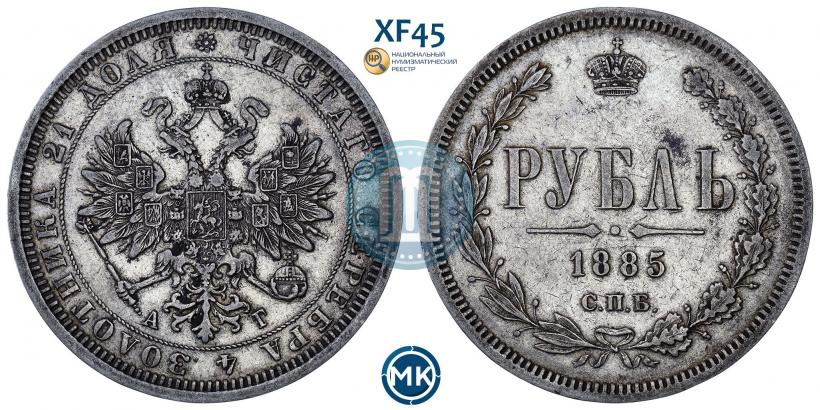 Фото 1 рубль 1885 года СПБ-АГ 
