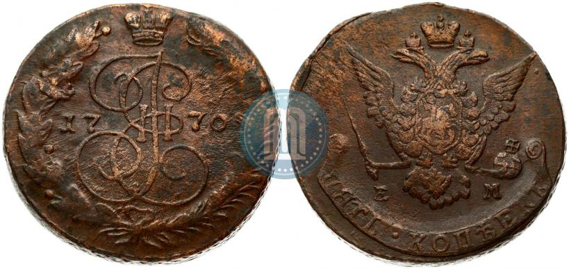 Picture 5 kopecks 1770 year ЕМ 
