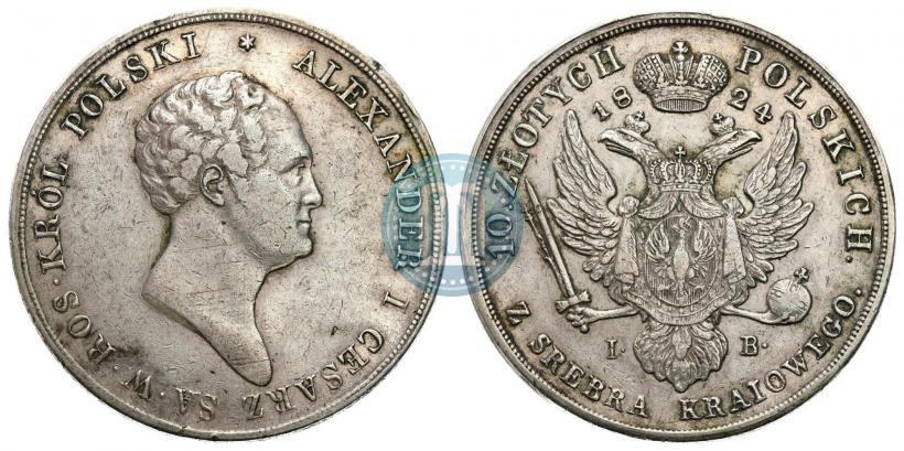 Picture 10 złotych 1824 year IB 