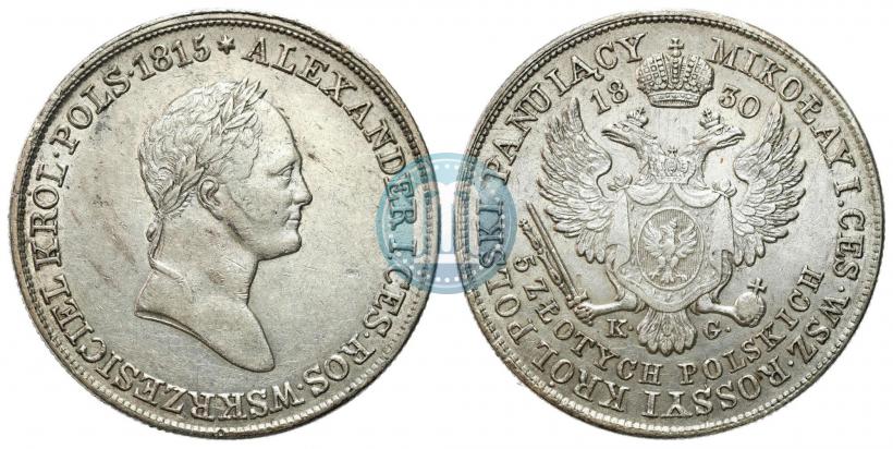Picture 5 złotych 1830 year KG 