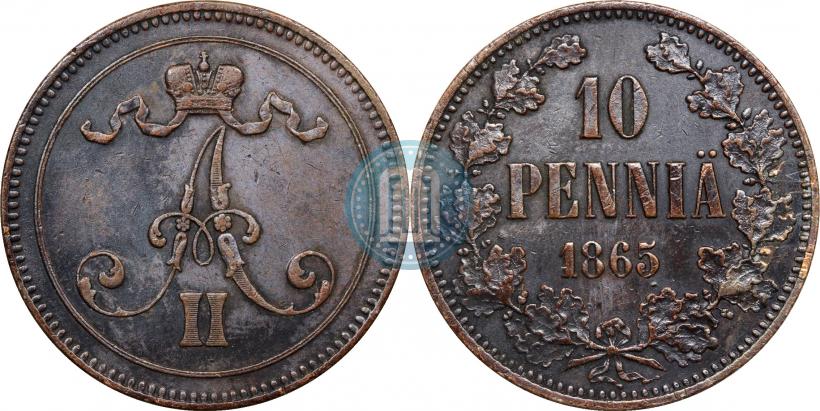 Фото 10 пенни 1865 года  