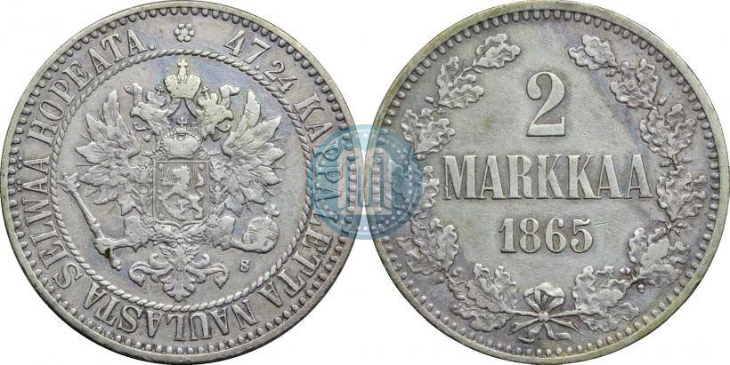 Picture 2 markkaa 1865 year S 