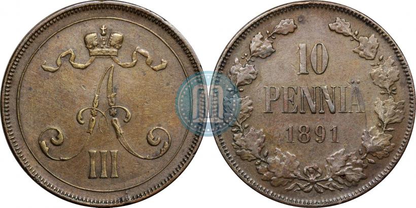 Picture 10 pennia 1891 year  