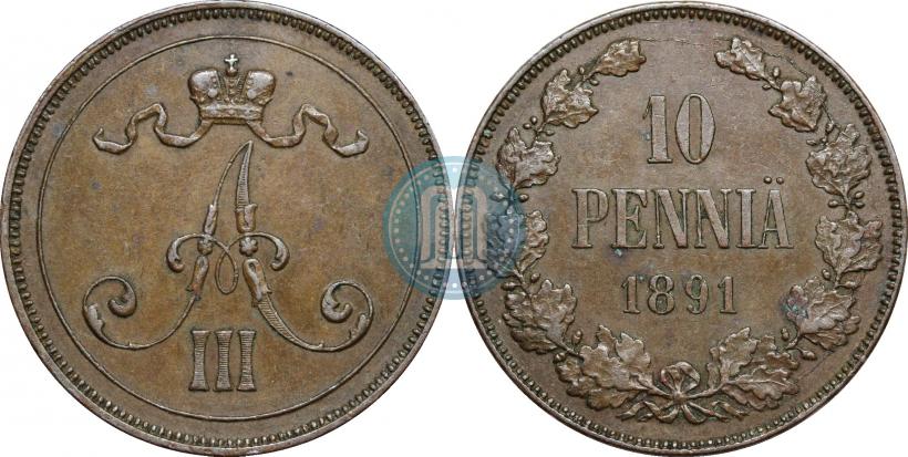 Picture 10 pennia 1891 year  