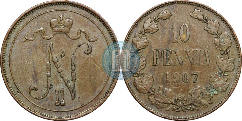 Picture 10 pennia 1907 year  