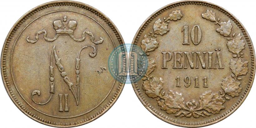Picture 10 pennia 1911 year  