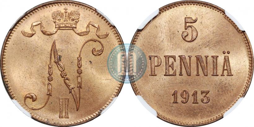 Picture 5 pennia 1913 year  