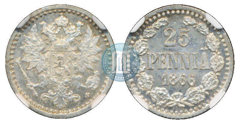 Фото 25 пенни 1866 года S 