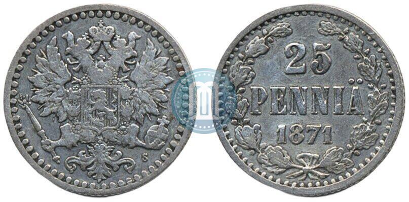 Фото 25 пенни 1871 года S 