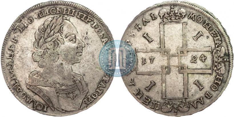 Фото 1 рубль 1724 года  "Портрет в античных доспехах"