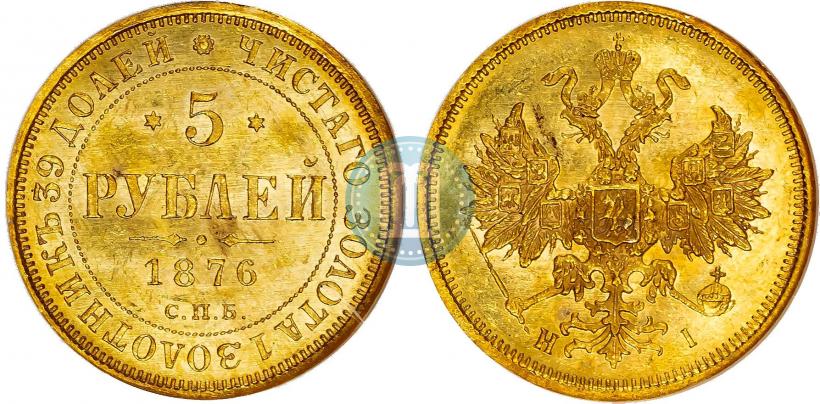 Фото 5 рублей 1876 года СПБ-НІ 