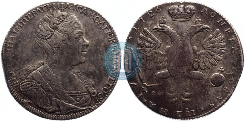 Picture 1 rouble 1726 year СПБ "Petersburg type, portrait turned to the right"