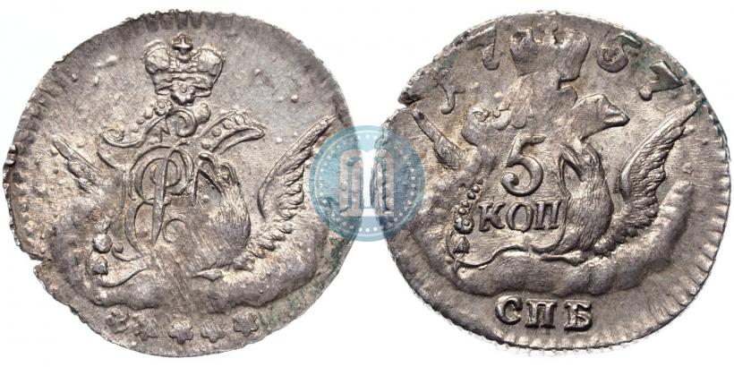 Фото 5 копеек 1757 года СПБ 