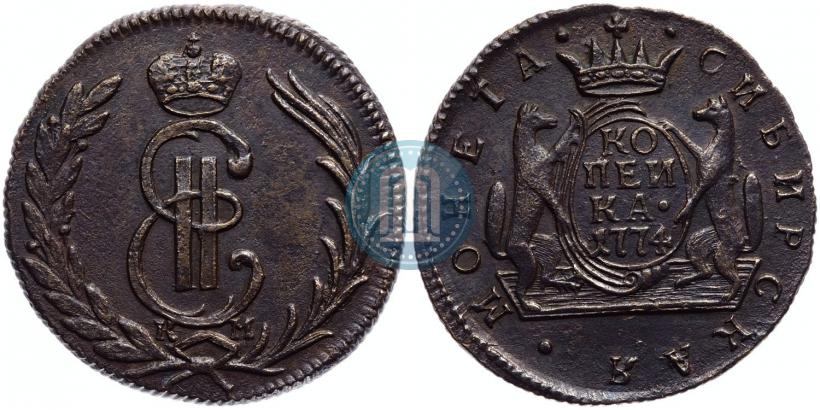 Picture 1 kopeck 1774 year КМ 