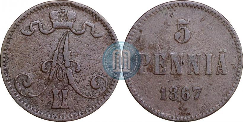 Picture 5 pennia 1867 year  