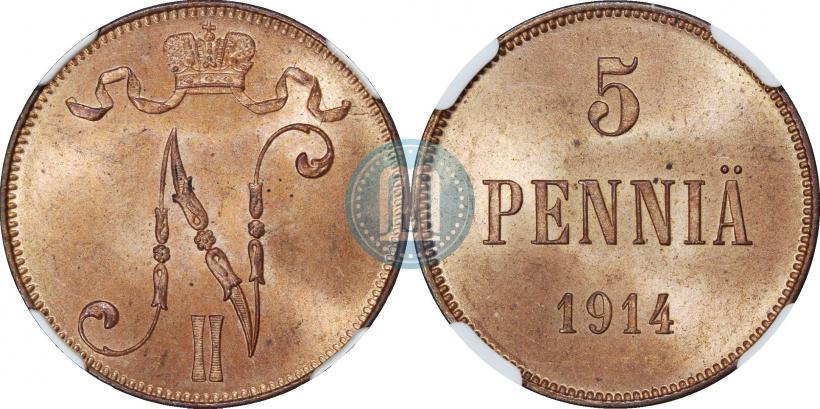 Picture 5 pennia 1914 year  