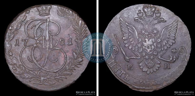 Picture 5 kopecks 1781 year ЕМ 