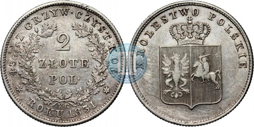 Picture 2 złote 1831 year KG "Polish uprising"