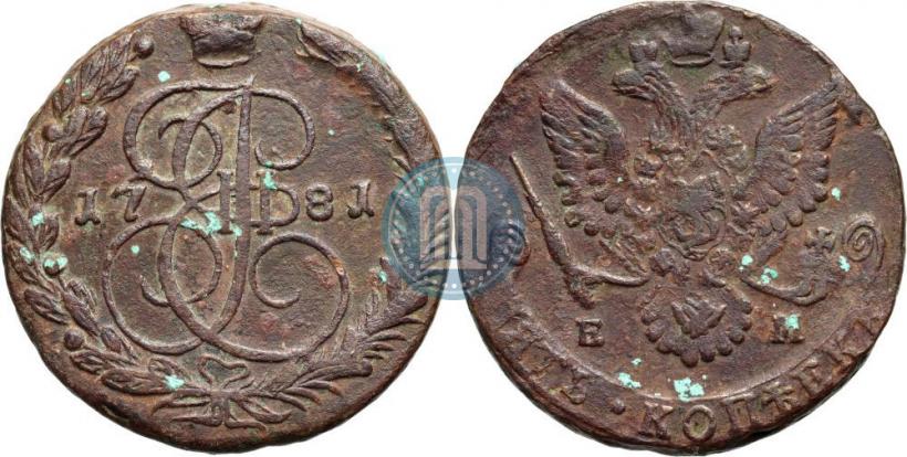 Picture 5 kopecks 1781 year ЕМ 