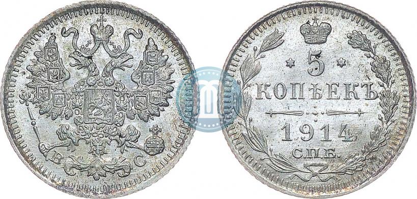 Picture 5 kopecks 1914 year СПБ-ВС 