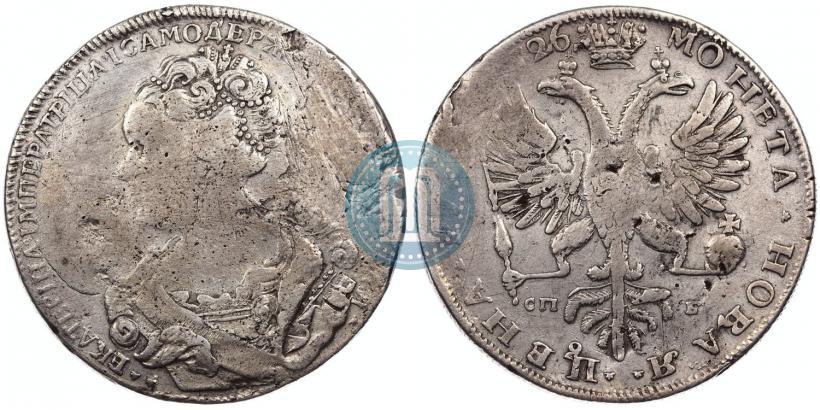 Picture 1 rouble 1726 year СПБ "Petersburg type, portrait turned to the left"