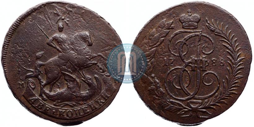 Фото 2 копейки 1788 года ММ 