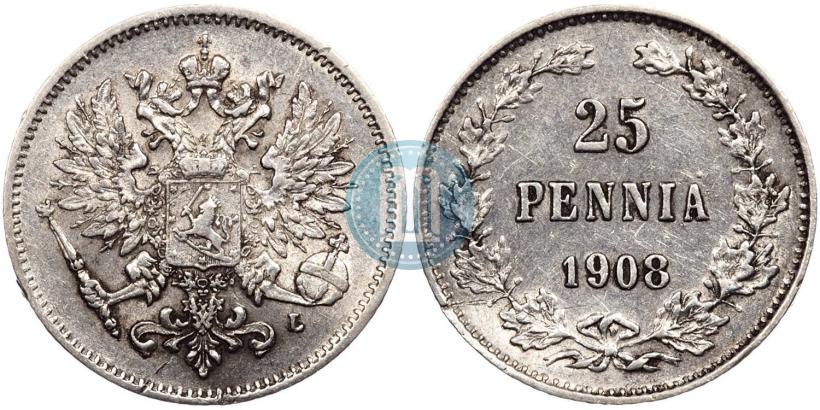 Picture 25 pennia 1908 year L 