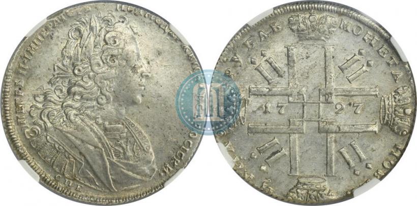 Фото 1 рубль 1727 года СПБ "Петербургский тип"