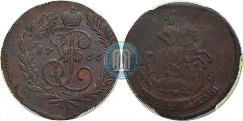 Фото 2 копейки 1766 года ММ 