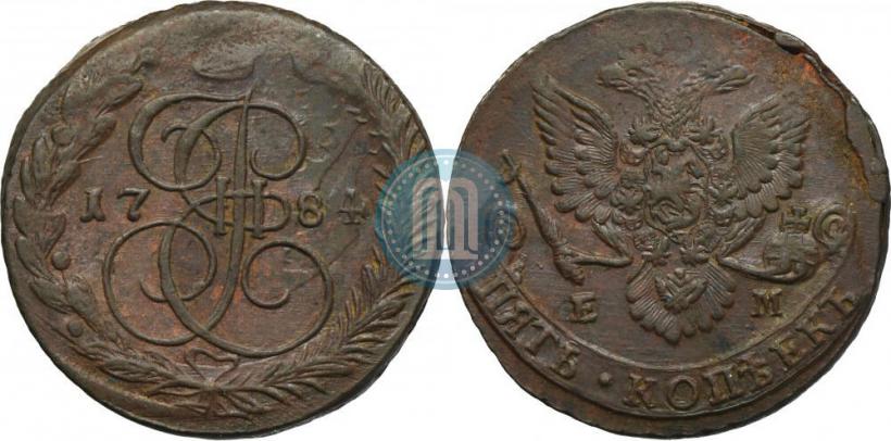 Фото 5 копеек 1784 года ЕМ 