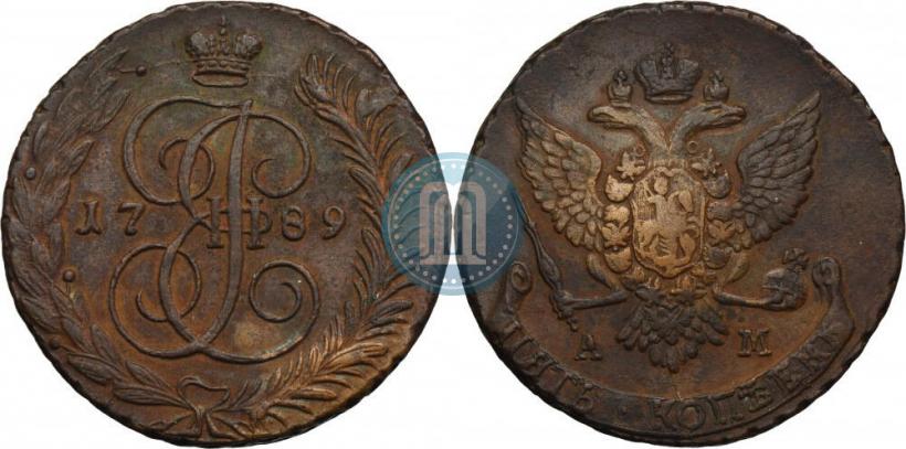 Фото 5 копеек 1789 года АМ 