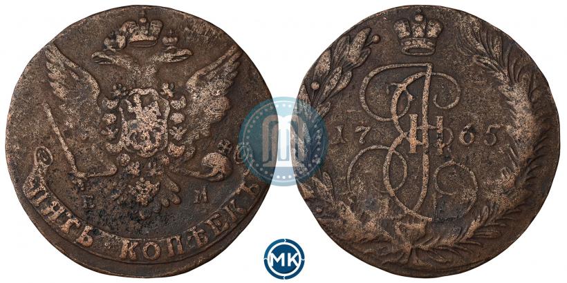 Picture 5 kopecks 1765 year ЕМ 