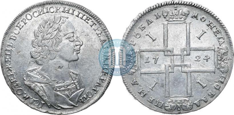 Фото 1 рубль 1724 года  "Портрет в античных доспехах"