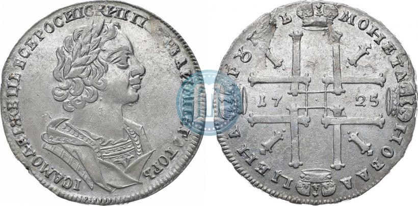 Фото 1 рубль 1725 года  "Портрет в античных доспехах"