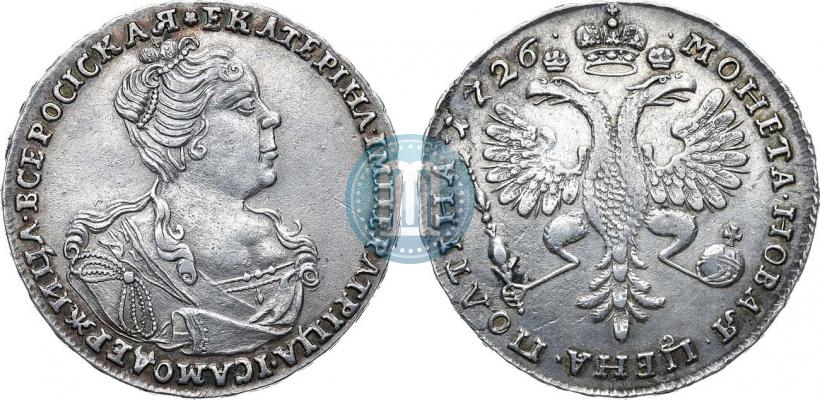 Фото Полтина 1726 года  "Московский тип, портрет вправо"