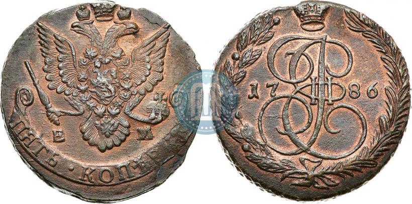 Фото 5 копеек 1786 года ЕМ 