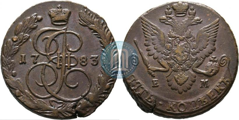 Фото 5 копеек 1783 года ЕМ 
