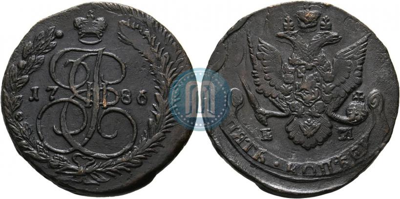 Фото 5 копеек 1786 года ЕМ 