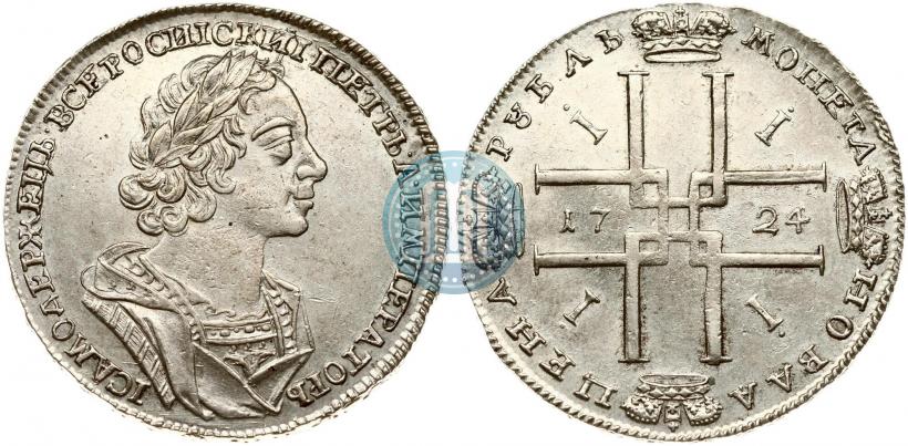 Фото 1 рубль 1724 года  "Портрет в античных доспехах"