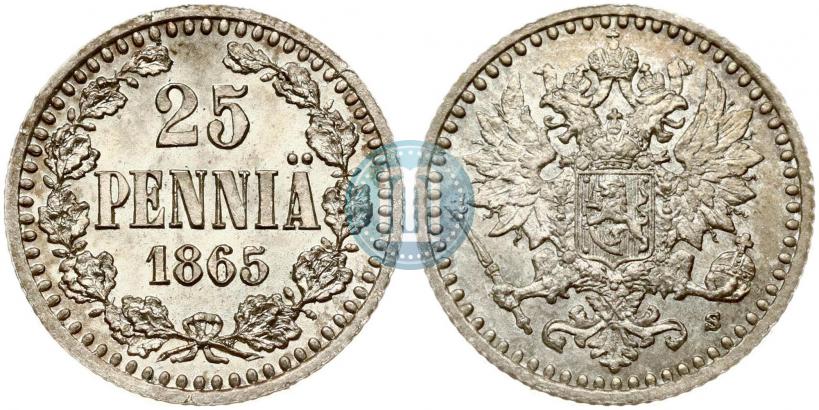 Фото 25 пенни 1865 года S 