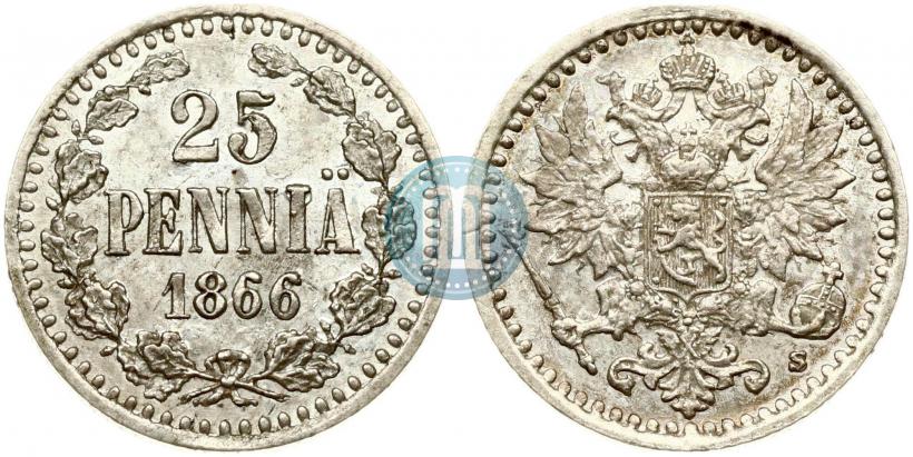 Фото 25 пенни 1866 года S 
